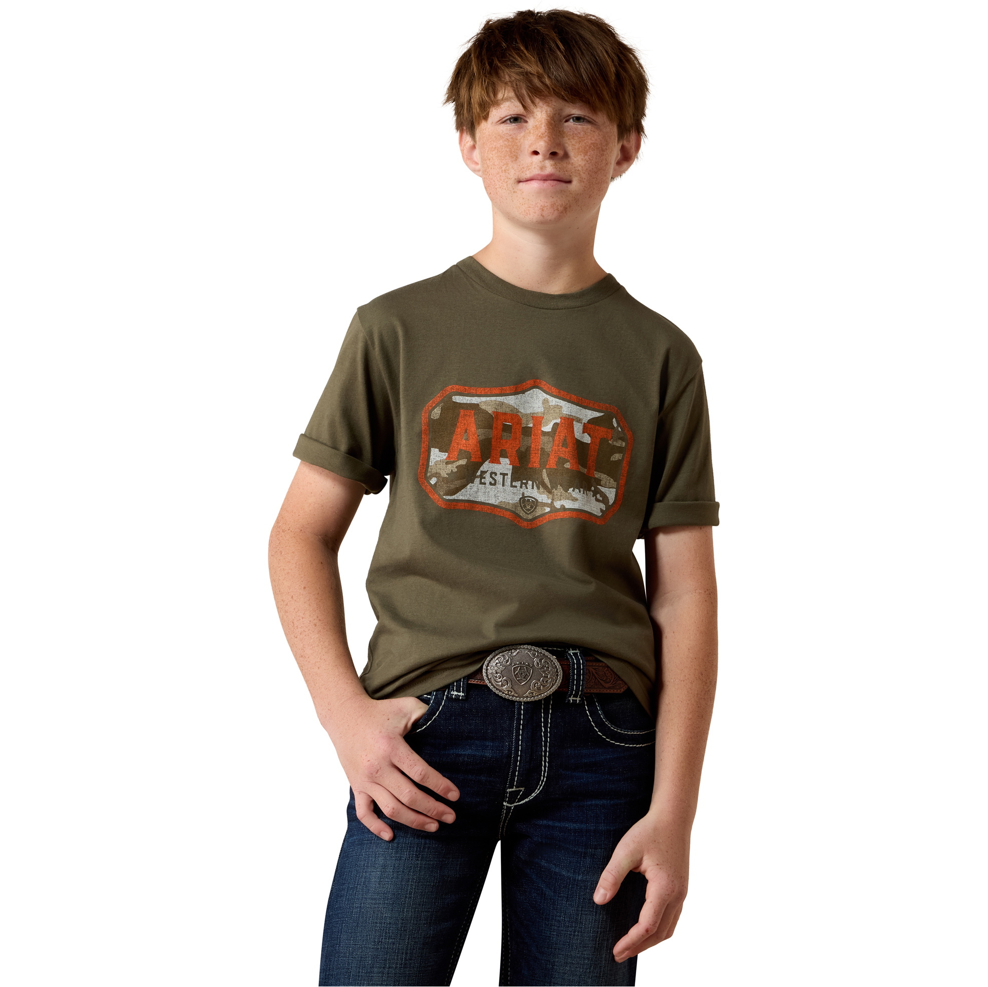 2026 Ariat Junior Wild Creek Camo T-Shirt 10079540 - Army Green